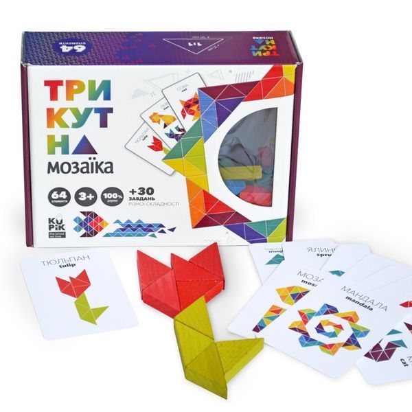 Дерев'яна гра "Трикутна мозаїка" Kupik 900194, 64 деталі 27031 фото