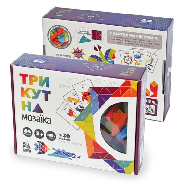 Дерев'яна гра "Трикутна мозаїка" Kupik 900194, 64 деталі 27031 фото