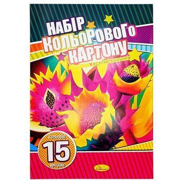 Набір кольорового картону АП-1105 А4-15, 15 аркушів, односторонній Вид 2 АП-1105-1 фото