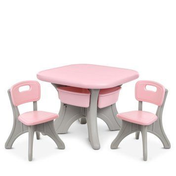 Дитячий столик з двома стільцями NEW TABLE-8 сіро-рожевий 44873 фото
