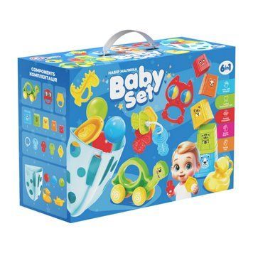 Дитячий подарунковий набір "Baby set 6 в 1" 3274TXK пірамідка, органайзер для ванни 62606 фото