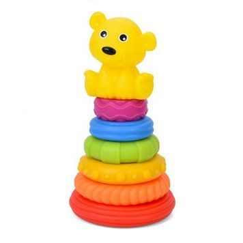 Дитяча іграшка "Пірамідка Ведмедик" 638-112(Yellow) 18,5 см, 6 кілець 61453 фото